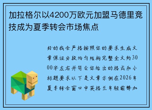 加拉格尔以4200万欧元加盟马德里竞技成为夏季转会市场焦点 加拉格尔以4200万欧元加盟马德里竞技成为夏季转会市场焦点